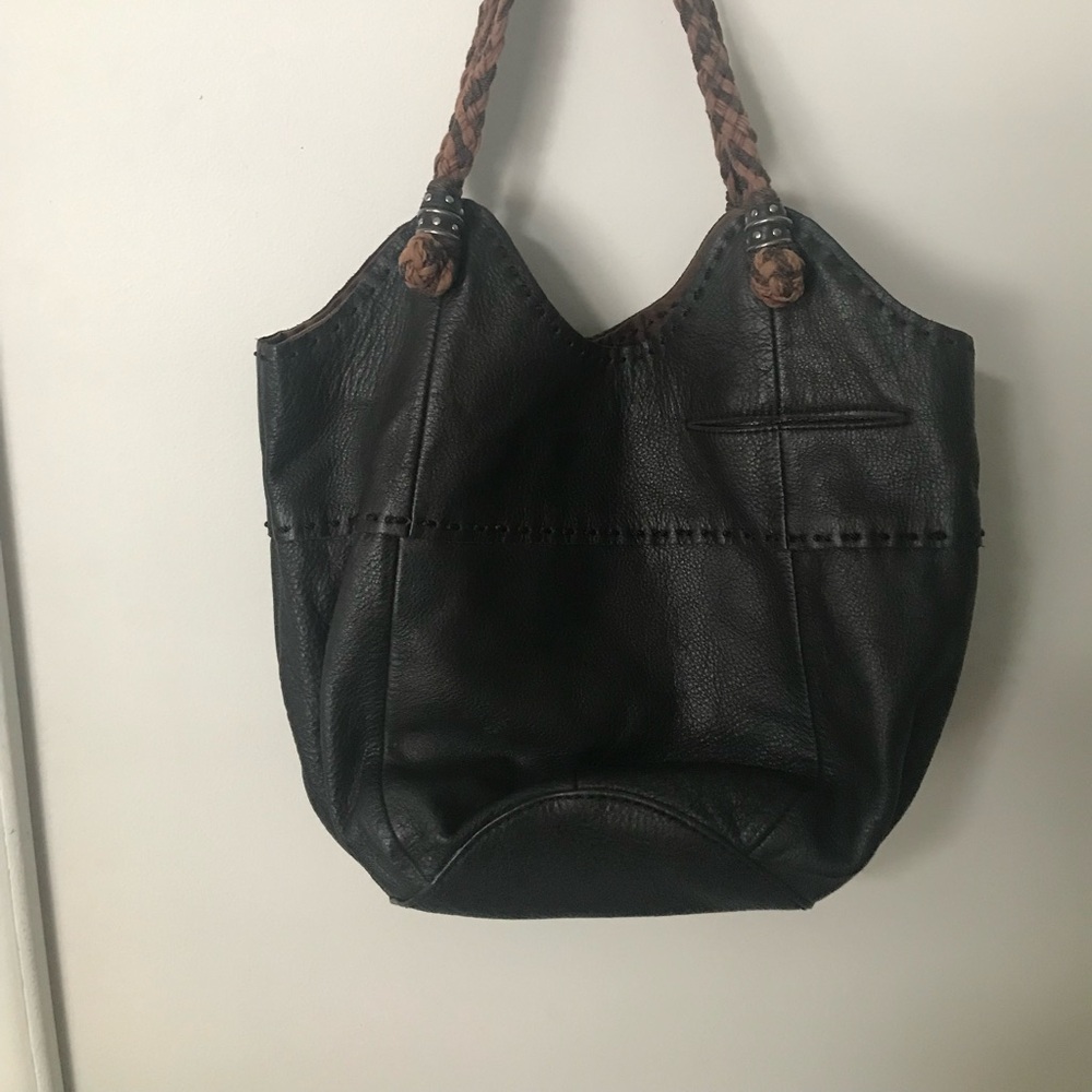 Elegant Black Leather Tote Bag